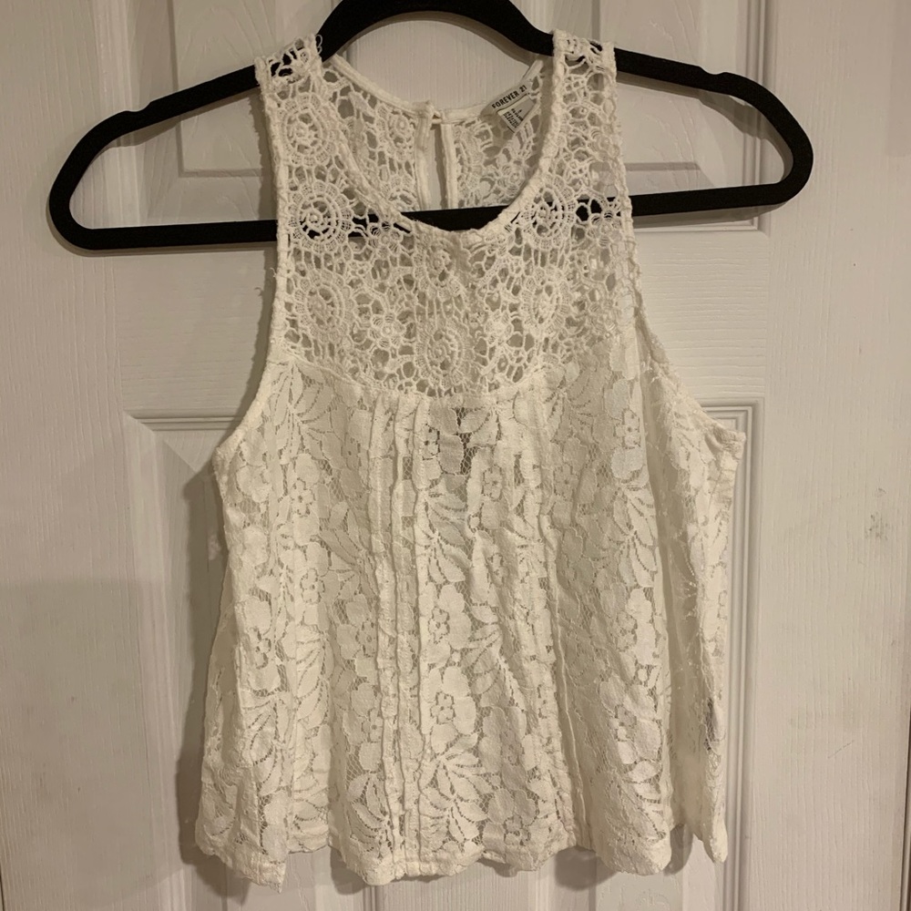 Forever 21 Sleeveless Lace Top with Open Back